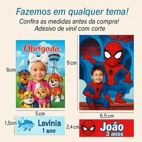 KIT DE ADESIVO E APLIQUE PARA CAIXA DE ACETATO - FAÇO QUALQUER TEMA