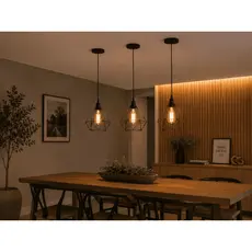 Luminária de Teto Pendente Aramado Diamante Kit 3 Unidades Iluminação Cozinha Área Gourmet Quarto