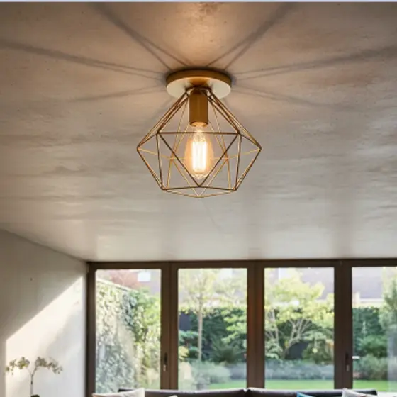 Lustre De Teto Luminária Plafon Sobrepor GB E-27 Aramado Diamante Retro