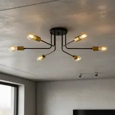 Plafon Sobrepor Sputnik 6 Braços "L"  Luminária de Teto Quarto Sala Jantar Cozinha Moderno