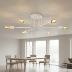 Plafon Sobrepor Luminária de Teto  Sputnik 6 Braços "L" P/Sala Quarto Cozinha Area Gourmet Hall Sala