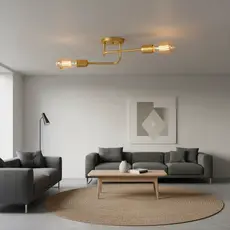 Lustre Moderno Sputnik 2 Braços Luminária de Teto Plafon Sobrepor Bivolt em Aluminio