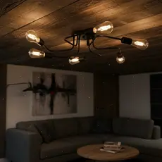 Luminária de Teto Lustre Sputnik Aranha 6 Braços "S" Bivot Industrial Retrô