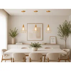 Lustre Luminária de Teto Pendente Aramado Diamante  Kit 3 Unidades Retro Industrial Área Gourmet