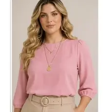 Blusa Gola redonda Feminina Manga 3/4 – Elegante princesa