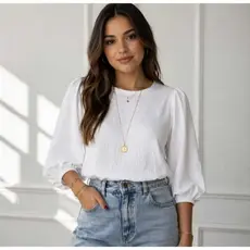 Blusa Feminina Manga 3/4 Elegante , Evangelica princesa