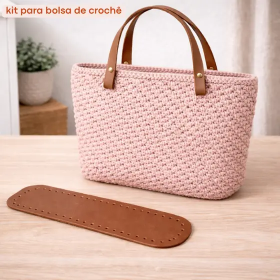 kit para bolsa de crochê, fundo e par de alças - fundo para bolsa de crochê -alça para bolsa de crochê