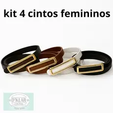 Kit 4 Cintos Femininos Finos – Branco, Preto, Caramelo e Café verão,blogueiras