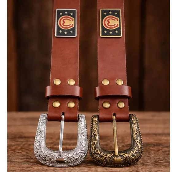 Cinto Country Feminino Couro Legítimo Fivela Prata ou Ouro Velho Estilo Sertanejo Rodeio