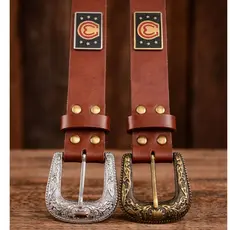 Cinto Country Feminino Couro Legítimo Fivela Prata ou Ouro Velho Estilo Sertanejo Rodeio