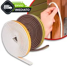 Fita Veda Fresta Adesivo Branco Marrom 6 Metros Anti Ruido Isolante Acústico Porta e Janela