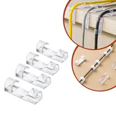 Kit 60 clips Organizador de Fios Transparente Esconde Fio e Cabo Colante Prendedor Adesivo Sem Furos