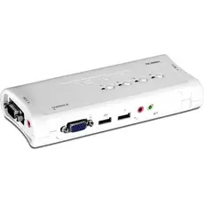 TRENDnet Chaveador KVM (teclado+video+mouse) USB com 4 portas, com Áudio e 4x Cabos KVM Inclusos TK-409K