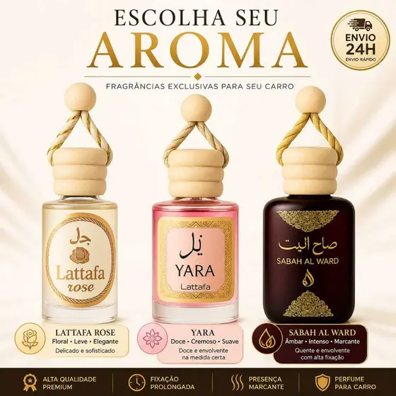 Cheirinho Árabe 10ml para Carro – Aromatizante Automotivo de Pendurar | Escolha sua Fragrância