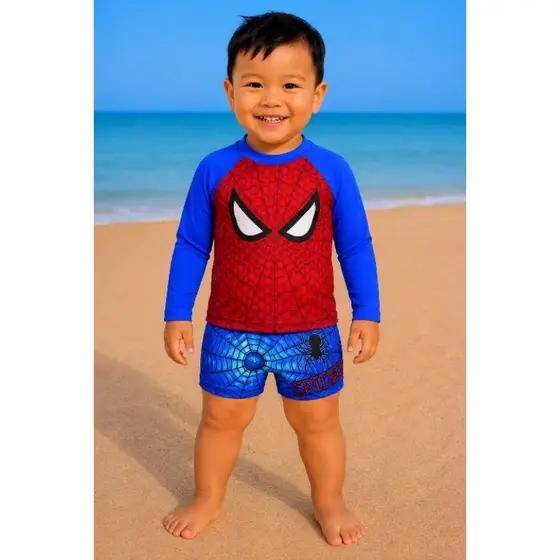 Kit Blusa Proteção Solar UV50 com Sunga Menino Herois Natação Conjunto
