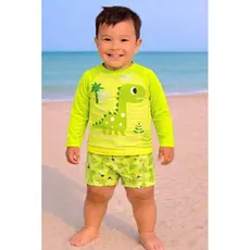 Conjunto Bebe menino proteção UV 50+ camiseta e sunga de 3 meses a 24 meses