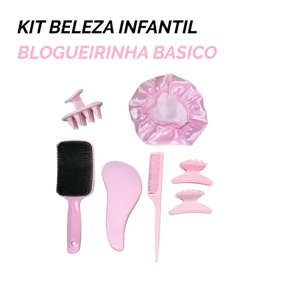 Kit Cabelo Infantil Blogueirinha Presente Dia Das Crianças Escova Mágica Touca Cetim E Piranhas