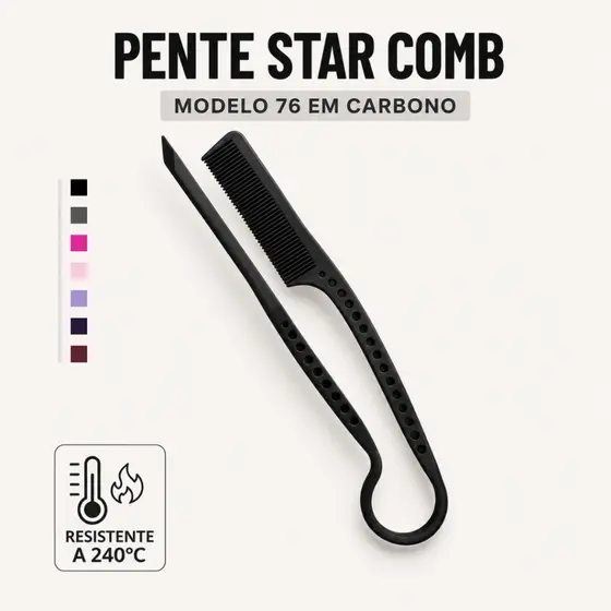Pente Auxiliar de Prancha e Chapinha Star Comb Beauty Flash Para Cabelereiras Salão