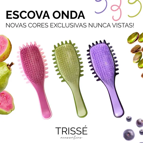Escova Onda Modeladora Trissé Acessórios Definição de Cachos Finalização de Cabelos Cacheados Crespo