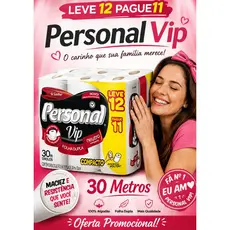 🧻 Papel Higienico Personal VIP 12 Rolos Folha Dupla Macio e Resistente Alta Absorcao Conforto para Banheiro Uso Diario