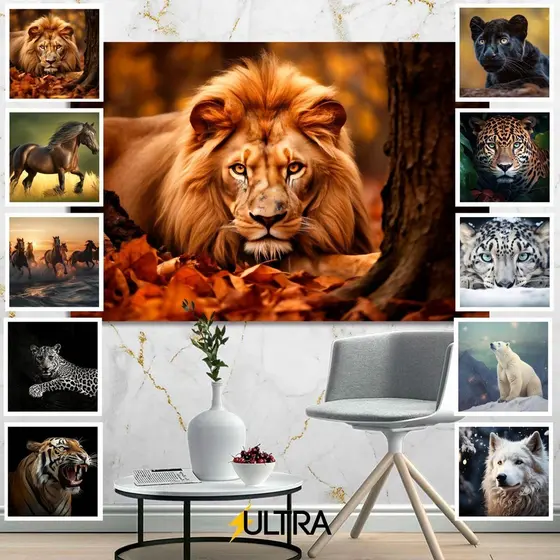 Quadro Decorativo Grande de Animais p/ Sala 90x60cm