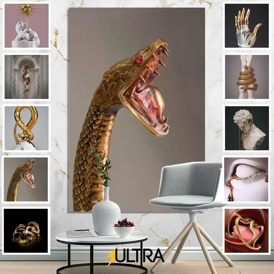 Quadro Decorativo Cidade Futurista em Ouro 90x60cm - Estética Metropolitana para Salas de Reunião