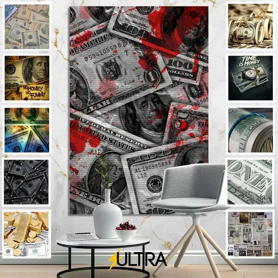 Quadro Decorativo Grande 90x60cm Dólar Aesthetic