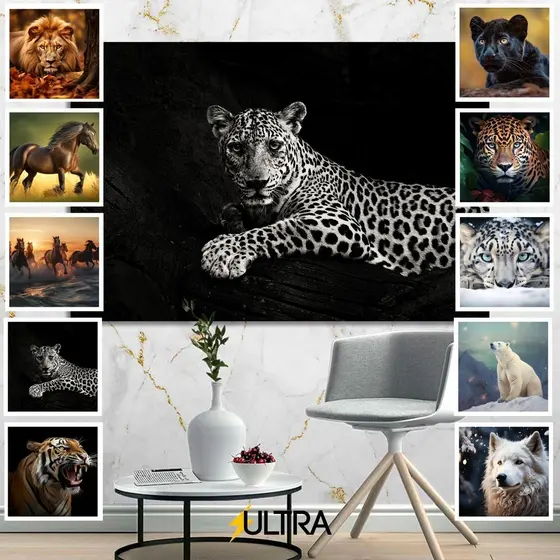 Quadro Decorativo Grande de Animais 90x60cm