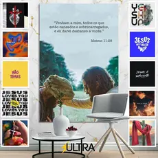 Quadro Decorativo Religioso 90x60cm - Amor e Fé para Corredor