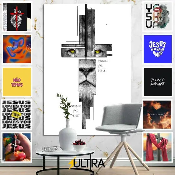 Quadro Decorativo Religioso 90x60cm - Luz Divina para Sala de Jantar