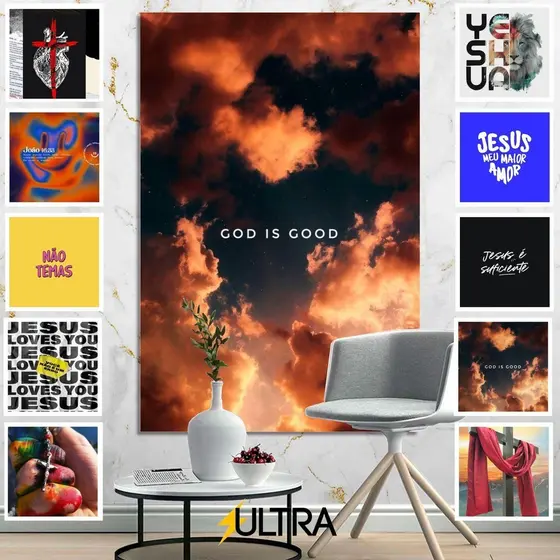Quadro Decorativo Religioso 90x60cm - Paz para o Quarto de Casal