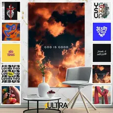 Quadro Decorativo Religioso 90x60cm - Paz para o Quarto de Casal