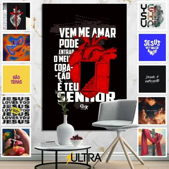 Quadro Decorativo Religioso 90x60cm - Harmonia e Fé para Sala