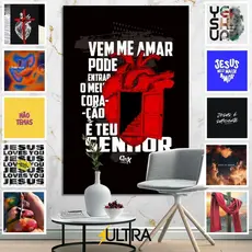Quadro Decorativo Religioso 90x60cm - Harmonia e Fé para Sala