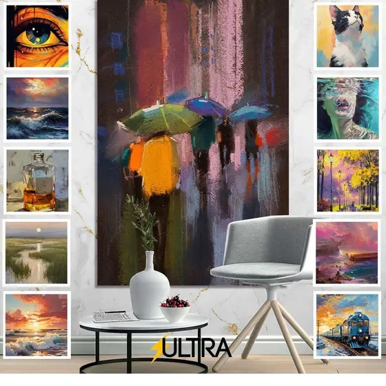 Quadro Decorativo Neve ao Amanhecer Impressionista 90x60cm - Quietude Branca para Espaços de Contemplação