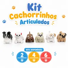 Kit Mini Cachorros Articulados Flexíveis Petzitos Pug Poodle Dachshund Gato Fidget Toy Colecionável