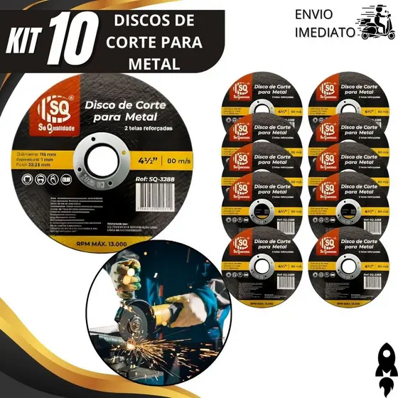 Disco Corte Fino 115mm Kit 10/6/4/3/2 para Metal Melhor Custo Benefício Corte Rápido Preciso