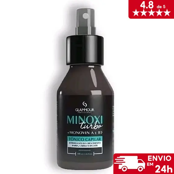 Tônico Capilar Sérum de Crescimento de Barba , Cabelos, e Sombracelha Glammour Moxil Monovin Turbo100ml