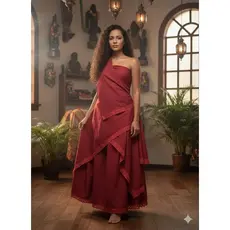 Conjunto 3 peças /  Saia+ Pano da costa+ pano de cabeça /Exu Pomba gira, Vermelho Preto Afro religiosa Axé