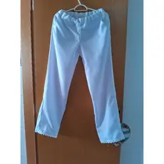 Calça Feminina  Branco/ Preto/  de Ração/ com Bolso + Renda Umbanda Candomblé Orixas Santo Plus size Afro religiosa