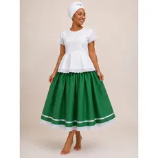 Saia Verde  de Oxford /3mt de roda/Umbanda Candomblé/ Caboclo afro religiosa Axé