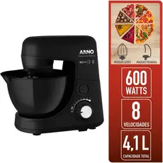 Batedeira Planetária Arno Nova Deluxe 600w 2 Batedores 8 Velocidades 4l Preta Sx34