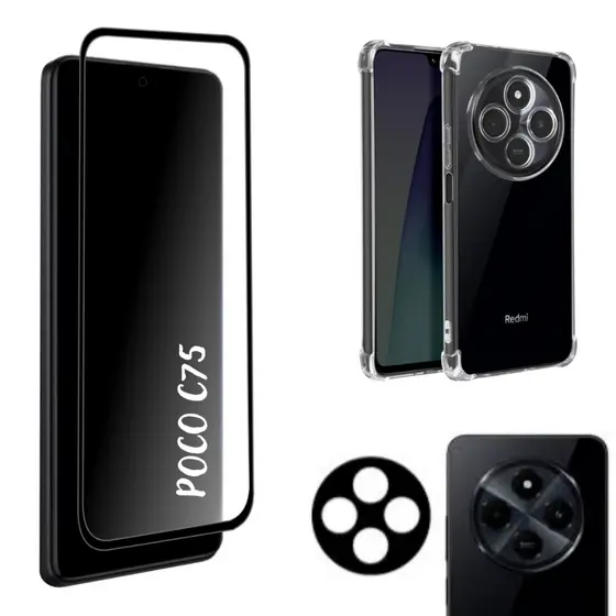 Película 9D Cerâmica Para Poco C75 - Câmera 3D - Capa Capinha Anti Shok