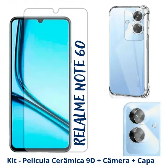 Película PREMIUM Cerâmica 9D Para Realme Note 60 / Note 60X - Lente da Câmera - Capa Capinha