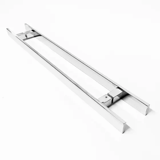 Puxador inox barra chata 60cm para portas de madeira, vidro e alumínio, 40cm entre furos