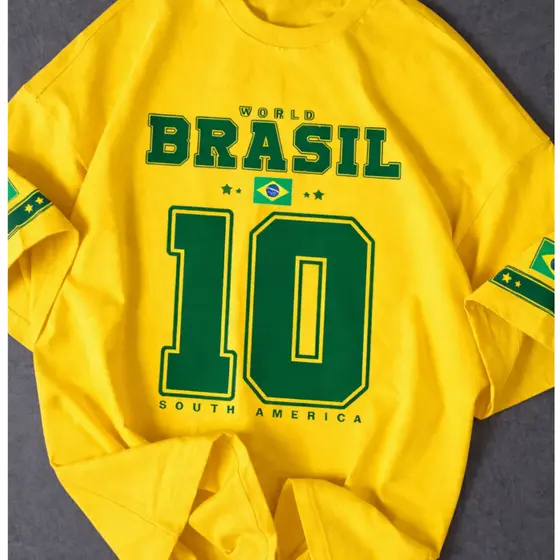 Camisa Camiseta Brasil Tendencia Blusa 100% Algodão Moda Brazil 10 Lançamento