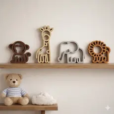 Kit Decoração Quarto Infantil Safari Savaca Bichinhos Nicho Prateleira Aniversário Chá de Bebê
