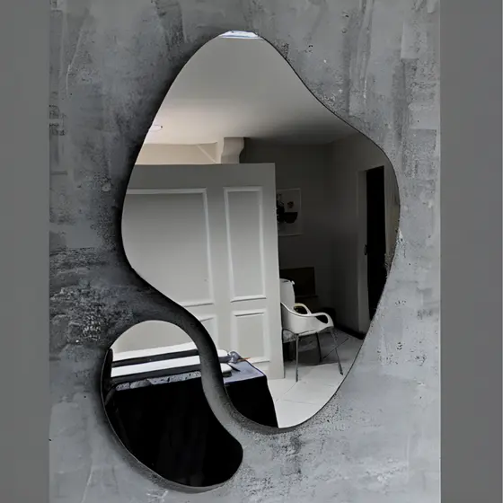 Espelho Orgânico Kit Duas Peças Grandes Elegânce Orgânico Decorativo Abstrato Futurista Mosaico
