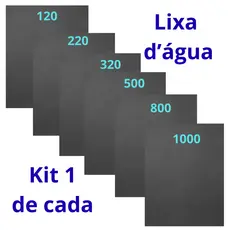 Lixa 120 220 320 500 800 1000 kit 1 / 2 / 3 cada Grão água Polimento Lixamento Metal Plásticos Folha