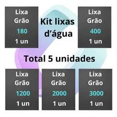 Lixa 180 400 1200 2000 3000 kit 1 2 ou 3 folhas de cada Grão Polimento Farol Licha Plásticos Metal